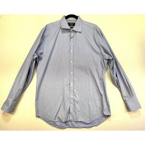 Charles Tyrwhitt Men's Black Label Shirt L Blue Striped Long Sleeve Woven In Ita